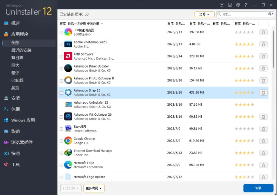 Ashampoo三款超好用工具， 程序卸载、程序优化、驱动程序更新器